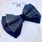 Navy and Tartan Bow Made in London