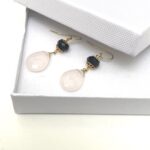 LIGHT PINK AND BLACK EARRINGS MADE IN LONDON