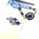 sky blue necklace and earrings set made in London