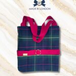 navy blue tartan bag